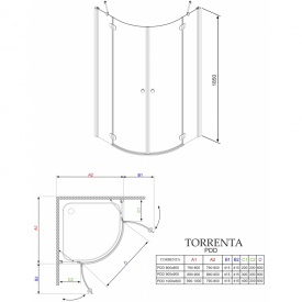 Душевая штора Torrenta PDD 90